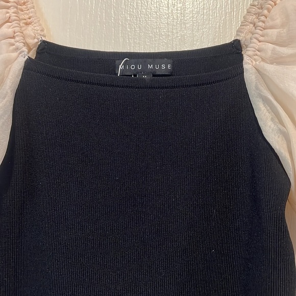 NWT Black and Cream Miou Muse Ethereal Top - Picture 3 of 5